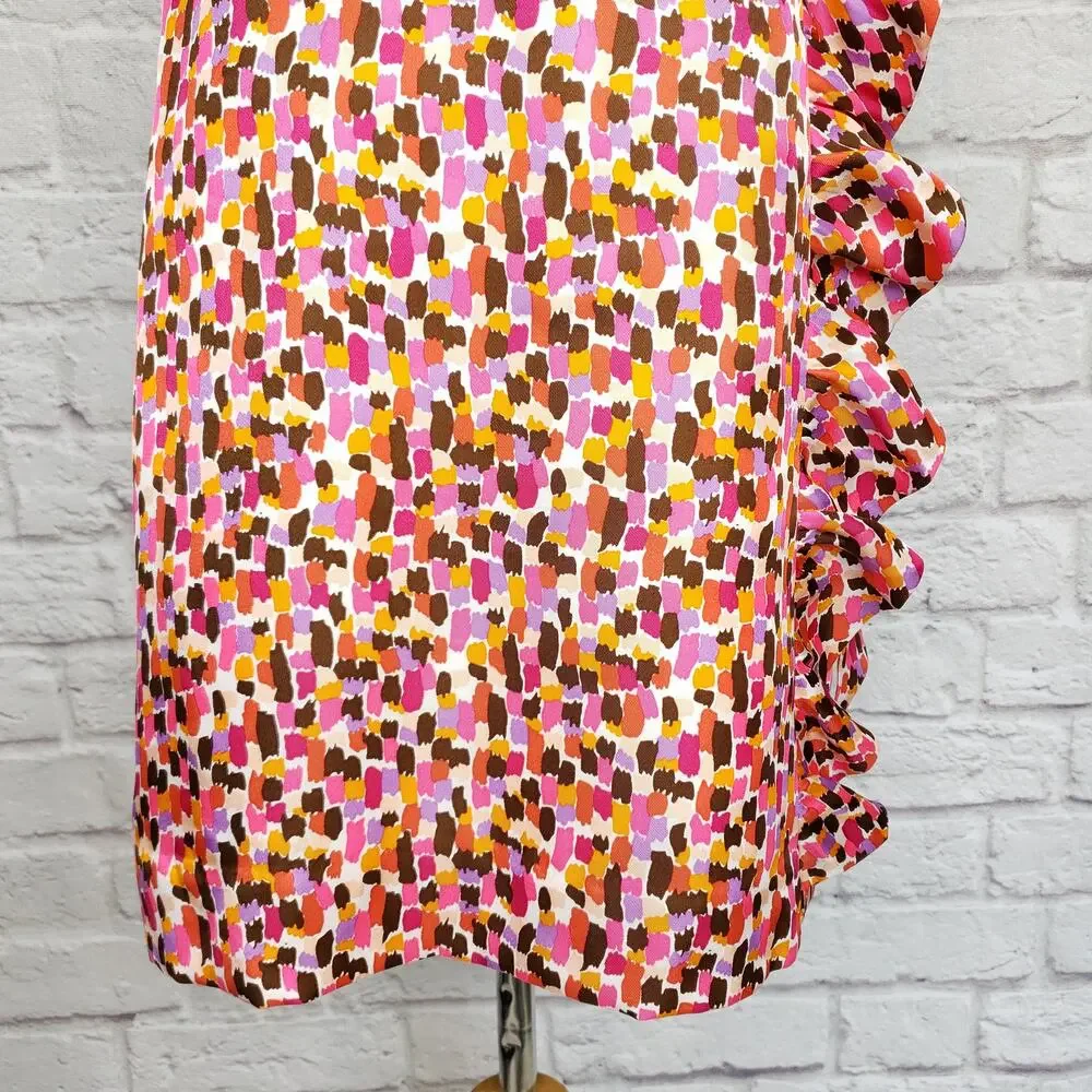 Kate Spade Aubrey Pink Ruffle Silk Wrap Dress Event NYE Going Out Preppy Sz 4